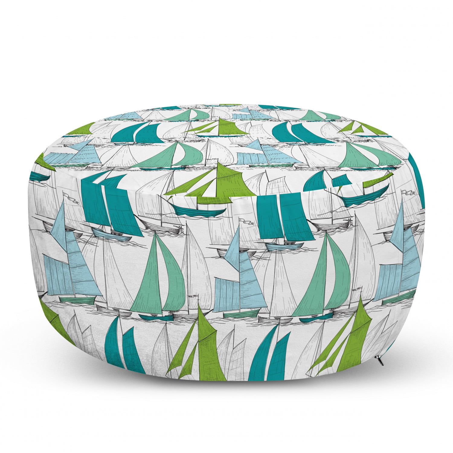 Grey Pale Grey White 25 Ambesonne Anchor Rectangle Pouf Simple with Ocean Inspired Wave Pattern Oceanic Sea Life Under Desk Foot Stool for Living Room Office Ottoman with Cover