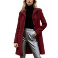 thumbnail image 2 of Roncen Women's 2026 Autumn Wool Blend Coat - Mid-Length Lapel Collar Long Sleeve Single-Breasted Slim Fit Casual Elegant Solid Color Trench Coat for Office Daily Outerwear, 2 of 8