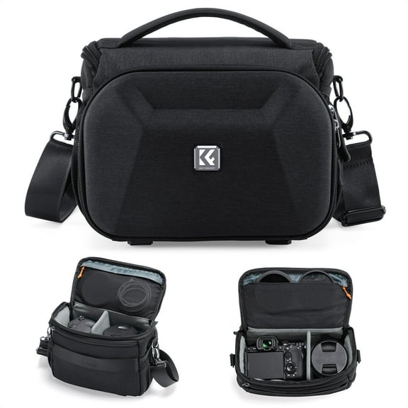 K&F Concept Camera Sling Bag, Quick Access Waterproof Crossbody Bag for DSLR/Mirrorless, with Hard Shell & Tripod Holder, Size M