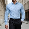 thumbnail image 2 of DeHolifer Dress Shirts for Men Printed Long Sleeve Stretch Dress Shirt Business Casual Button Down Shirts Light Blue L, 2 of 7