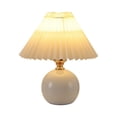 thumbnail image 2 of USB Retro Pleated Bedside Lamp Table Cute Desk Lamp for Bedroom Girl Princess Bed Lamp Deco Ceramic Base LED Light, 2 of 8