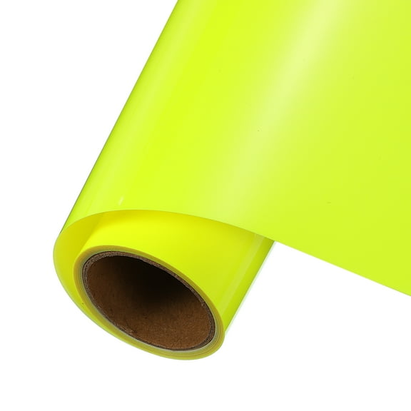 Uxcell Fluorescent Yellow Heat Transfer Vinyl, 10 Inch x 5ft Iron-on Vinyl Roll for Decal Cutting, Signs, Scrapbooking, DIY Craft, Home Decoration