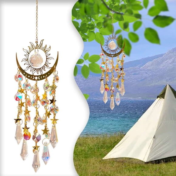 Ornement de Jardin en Spirale Pendentif Arc-en-Ciel Carillon Rotatif Attrape-Vent
