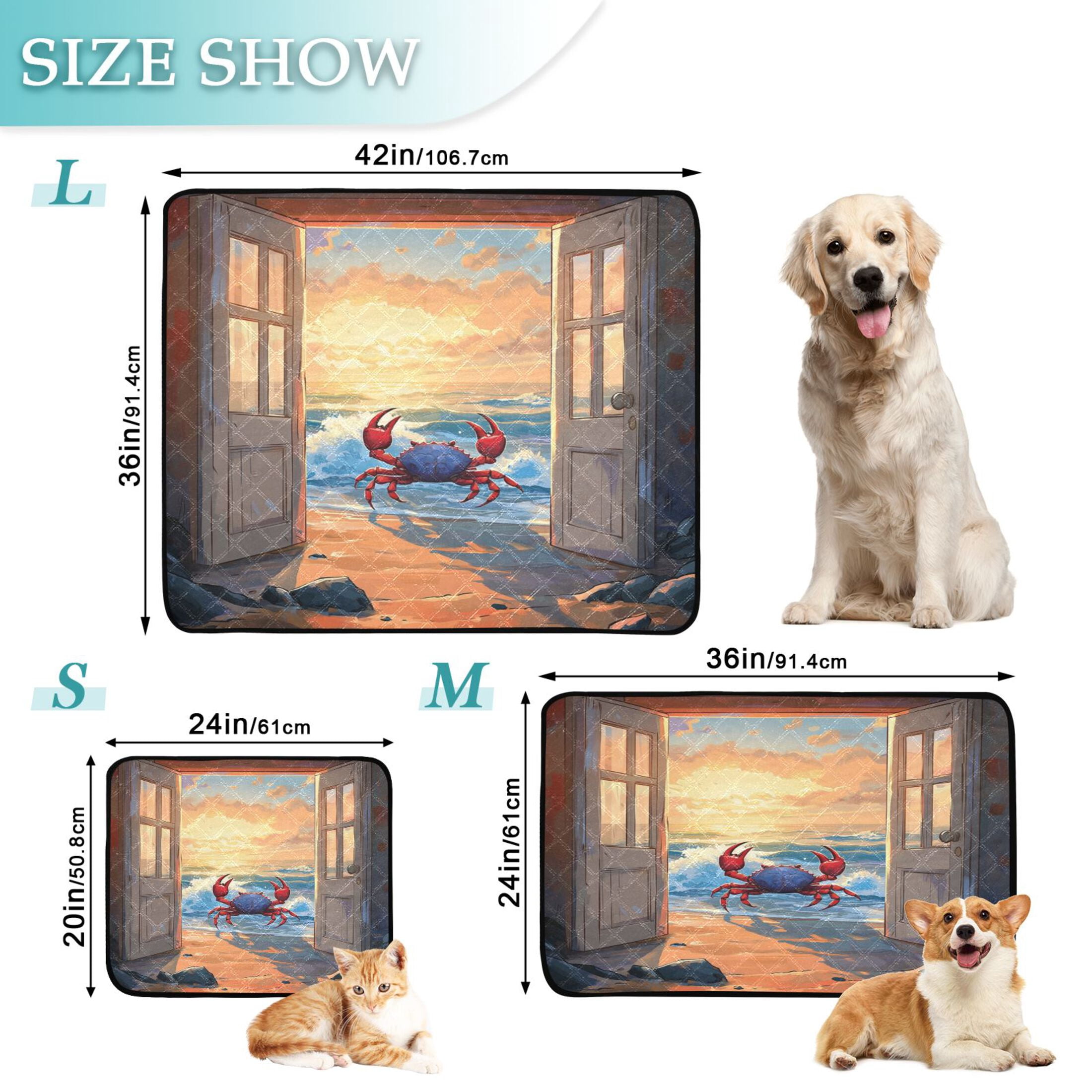 Qxltty Dashing Hairy Crab Cat litter Pads Pet Set of 3 Diaper Mats Center Anti-leakage Layer Absorbent Soft and Comfortable