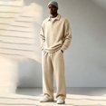 thumbnail image 3 of TOMVIGX Men's Tracksuits 2 Piece Set Waffle Knit Long Sleeve Polo Shirts & Drawstring Wide Leg Sweatpants Casual Athletic Sweatsuit Outfits, 3 of 8