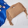 thumbnail image 7 of Kukuzhu Solid Color Tassel Summer Beach Bag Tote Braided Handbag Women Weave Grass Bag for Travel Everyday Use, 7 of 7