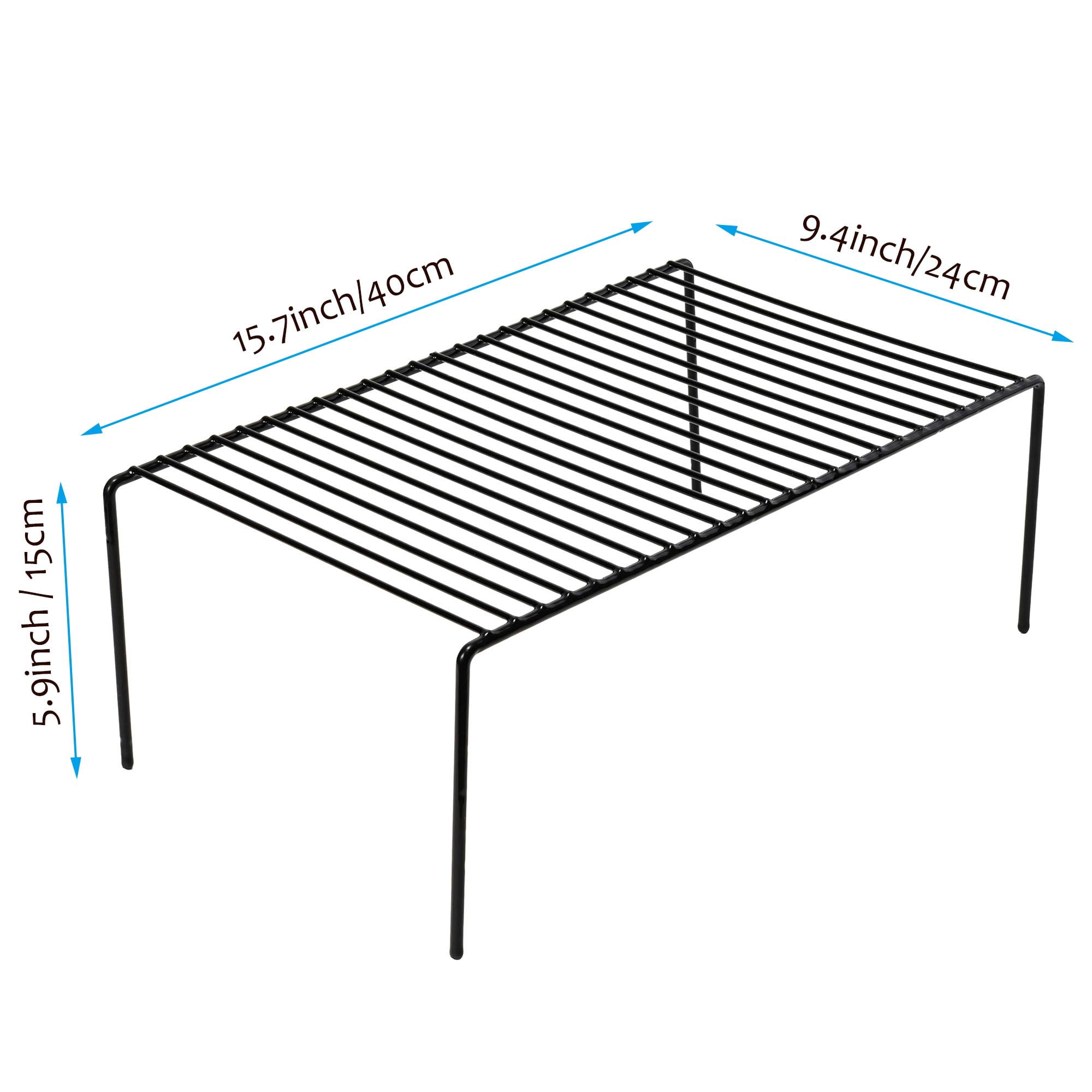 Set Of 6 Large (15.7 X 9.4 Inch) Kitchen Cupboard Organiser  Freezer Cabinet Storage Metal Shelf Wire Rack Rustproof Steel Shelves For Fridge Pantries Countertops Utensils Black