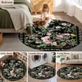 thumbnail image 5 of Round Rug 4Ft Washable Non-Slip, Black Spring Floral Circle Area Rugs for Living Room Bedroom, Elegant Pastoral Flowers Birds Watercolor Indoor Floor Mats Carpet Runner for Home Decor Aesthetic, 5 of 8