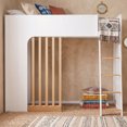 thumbnail image 2 of Twin Size Kids Loft Bed with Shelves, Wooden High Profile Teens Storage Bed Frame with Ladder and Removable Large Drawer, 2 of 11