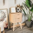 thumbnail image 2 of 2-Drawer Natural Solid Wood Nightstand Classic Style Bedroom, 2 of 8