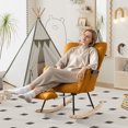 thumbnail image 2 of WIILAYOK Rocking Chair with Foot Rest,Teddy Upholstered Glider Chair with High Back Side Pocket Accent Rocker Arm Chair for Living Room Bedroom Office,Caramel, 2 of 9
