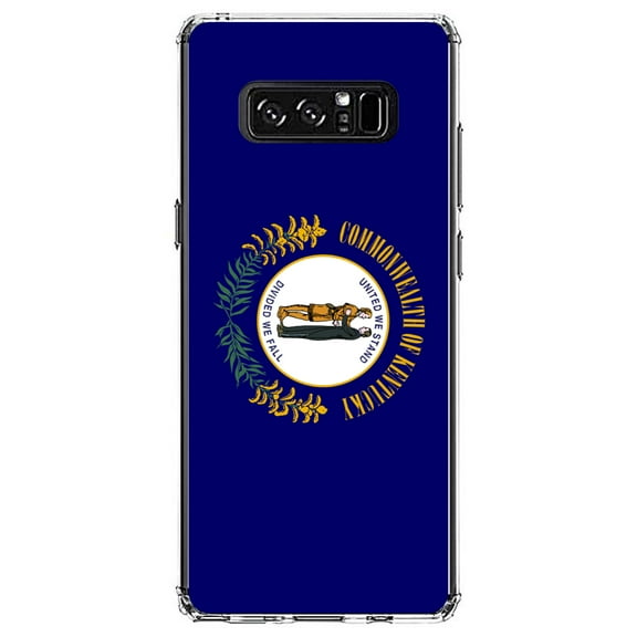 DistinctInk Clear Shockproof Hybrid Case for Samsung Galaxy Note 8 - TPU Bumper, Acrylic Back, Tempered Glass Screen Protector - Kentucky State Flag - US State Flag