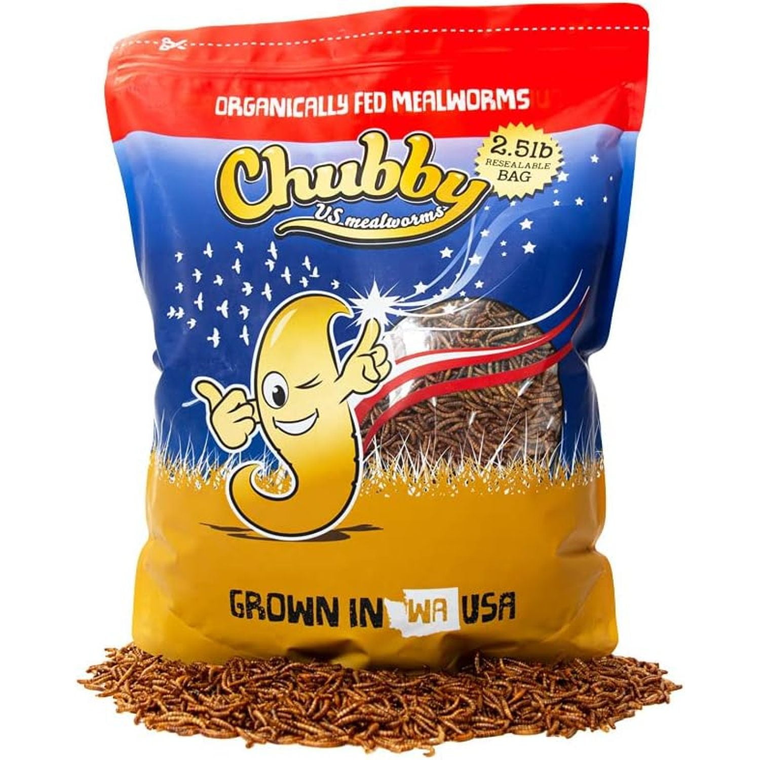 2.5Lbs Chubby US Grown Organically Fed NonGMO Dried Mealworms