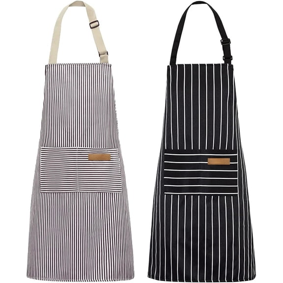 2 Pack Kitchen Aprons with 2 Pockets for Women Men, Chef Aprons for Baking BBQ Cooking, Green