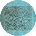 thumbnail image 1 of Ahgly Company Indoor Round Oriental Light Blue Traditional Area Rugs, 4' Round, 1 of 4