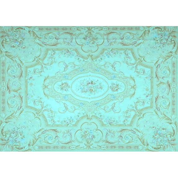 Ahgly Company Indoor Rectangle Persian Light Blue Traditional Area Rugs, 2' x 5'