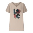 thumbnail image 4 of Midsumdr Womens Tops V-neck Love Print T-shirt Independence Day Fashion Comfortable Short Sleeve Blouse Tops, 4 of 6