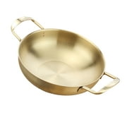 Stainless Steel Paella Pan Round Pan Kitchen Cooking Pot Cookware - Golden 22cm Golden 20cm