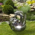 thumbnail image 2 of Northlight 32" Lighted Rock Waterfall Outdoor Garden Water Fountain, 2 of 6