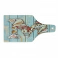 thumbnail image 1 of Letter M Cutting Board, Aquatic Inspirations a Wooden Background Ocean Pale Colored, Decorative Tempered Glass Cutting and Serving Board, Wine Bottle Shape, Dark Coral Pale Blue, by Ambesonne, 1 of 1