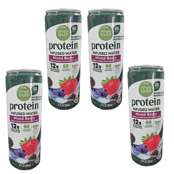 Simple Truth Protein Infused Water Mixed Berry Flavored 12g Protein 60 Calories 4PK 12 FL OZ