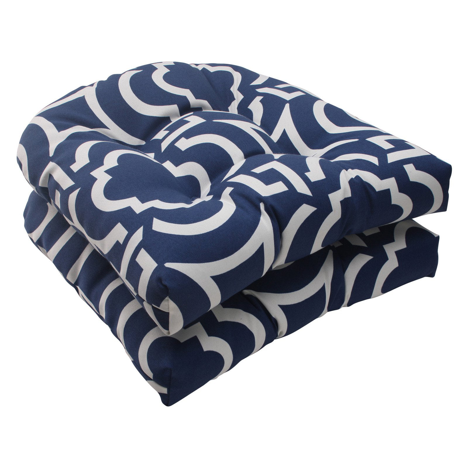 Made USA Outdoor/Indoor Pretty Wicker Seat Cushion Seat Pad Set of 2 Navy Blue
