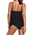 thumbnail image 3 of Women's Black Lace Overlay Spaghetti Straps Tankini Swimsuit, 3 of 7