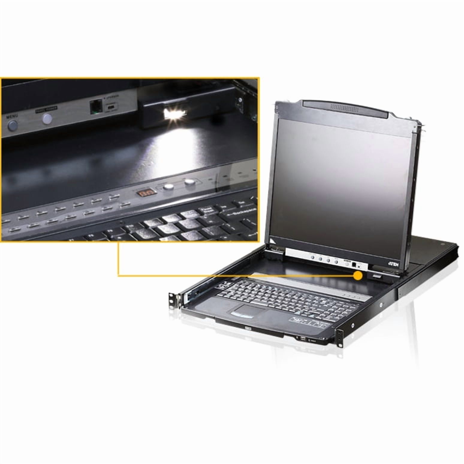 ATEN CL5800N Rackmount LCD-TAA Compliant - 1 Computer(s) - 19" - SXGA - 1280 x 1024 - 2 x PS/2 Port - 1 x USB - Keyboard - TouchPad