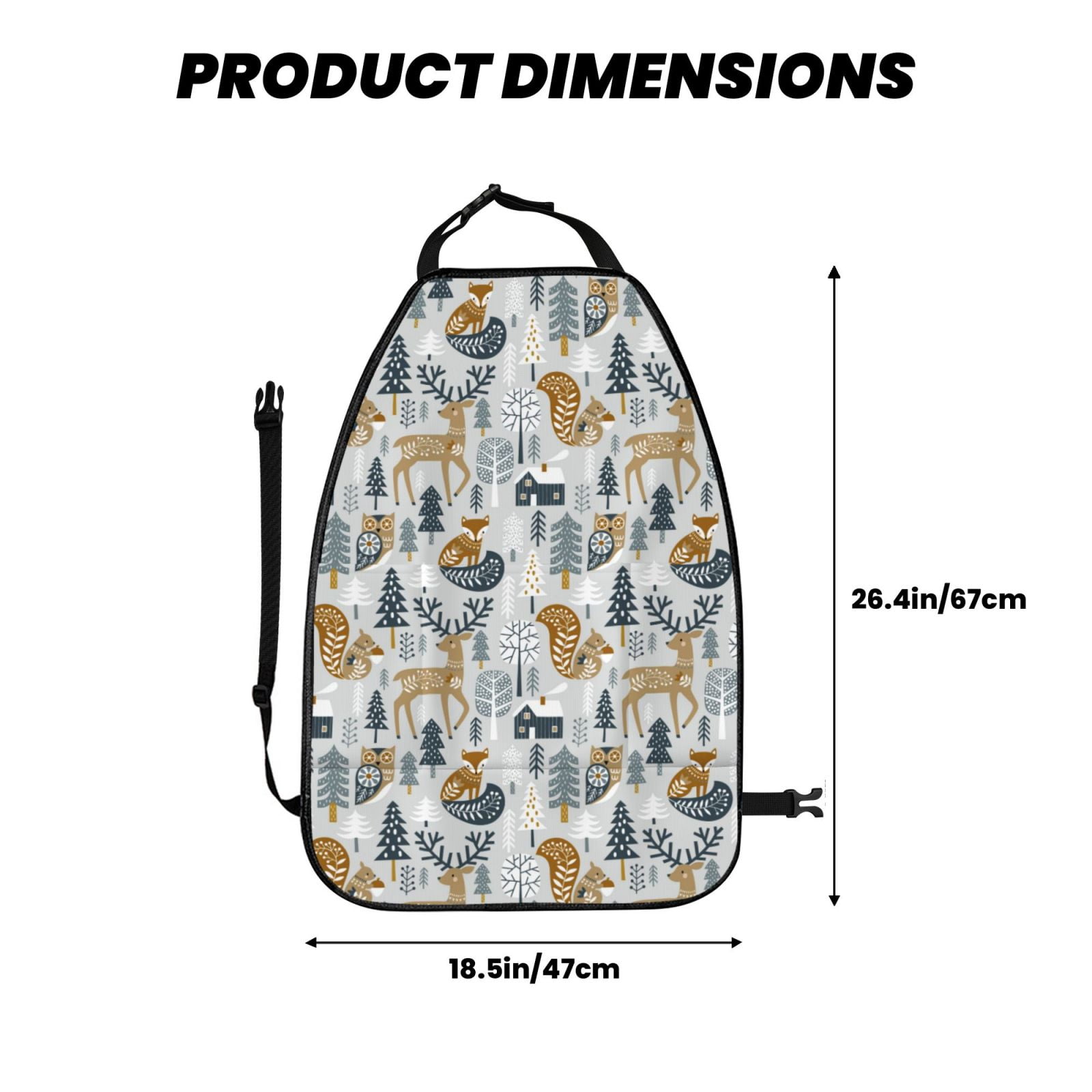 Kdxio Winter Forest Animals Print 2 Pack Car Kick Mat Seat Cover Back Protector Mat with Pockets for Organizer Backseat Protector and Storage Anti Kick Pad for Vehicles
