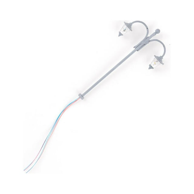 Bearachild Modelo de lámpara de vía férrea, escala 1:87, tamaño de camino, accesorios de paisaje, cabezas, farola de Metal LED decorativa para Artesanía Gris (blanco cálido) Bearachild HA066884-02