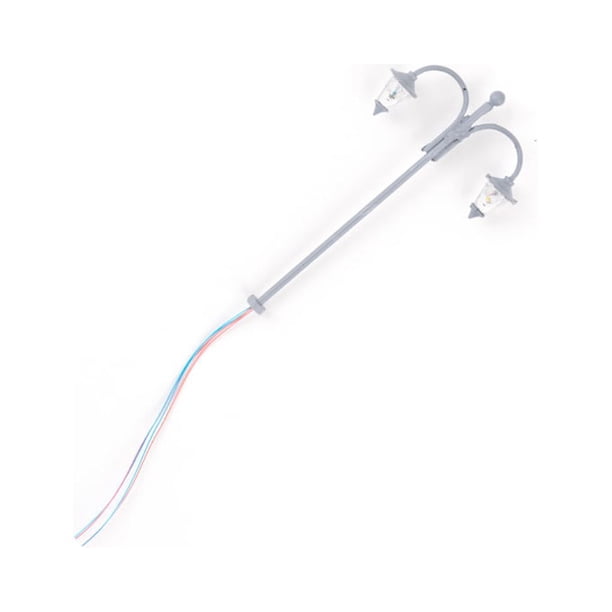 Yuarrent Modelo de lámpara de vía férrea, escala 1:87, tamaño de camino, accesorios de paisaje, cabezas, farola de Metal LED decorativa para Artesanía Gris (luz blanca) Yuarrent HA066884-01