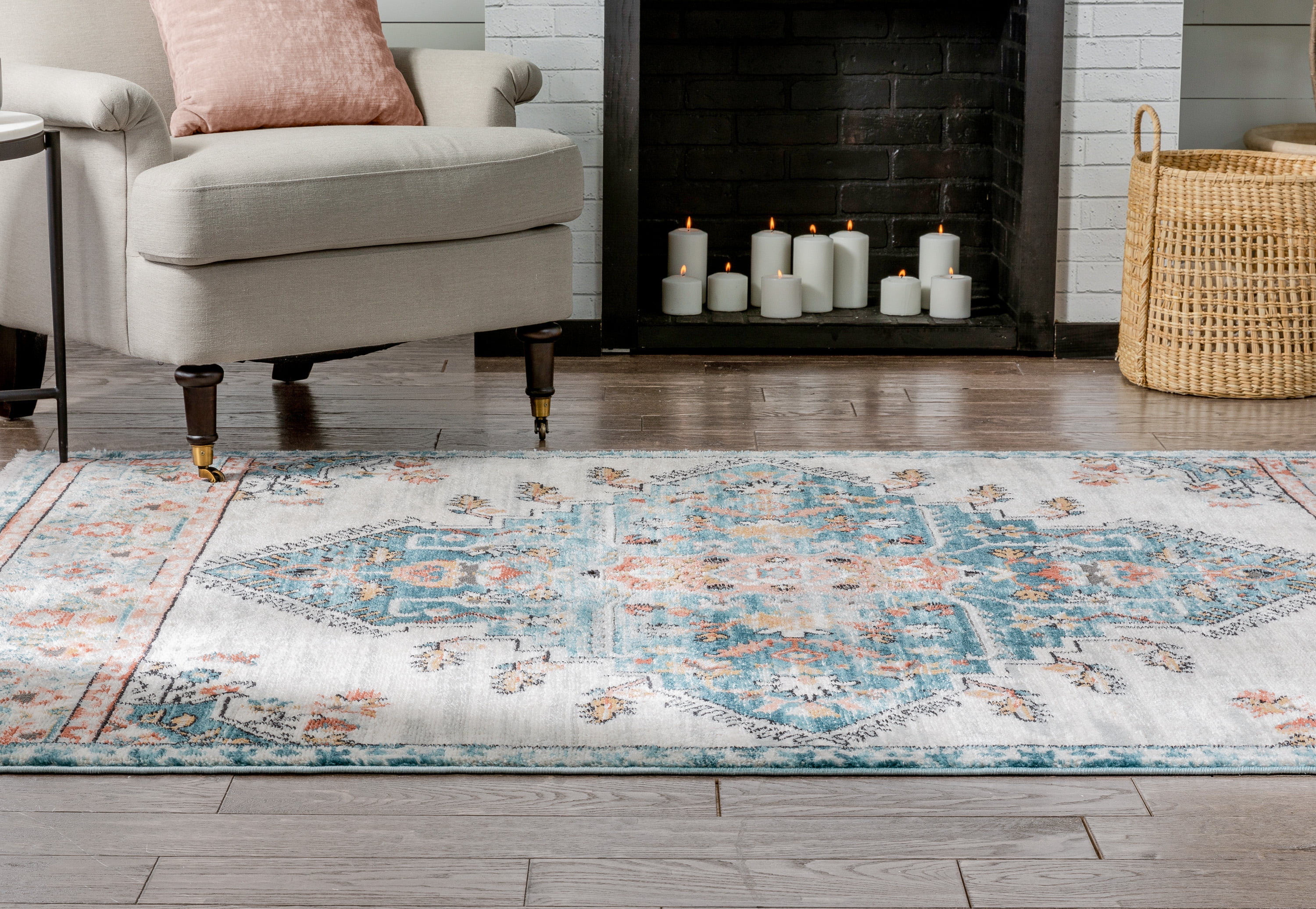 Well Woven Indira Manor Vintage Bohemian Medallion Oriental Blue 5'3" x 7'3" Area Rug