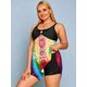 thumbnail image 3 of Talla grande salpicadura corbata tinte corbata floral boyshorts Tankini traje de baño Rosegal Vestidos casuales de talla grande, 3 of 5