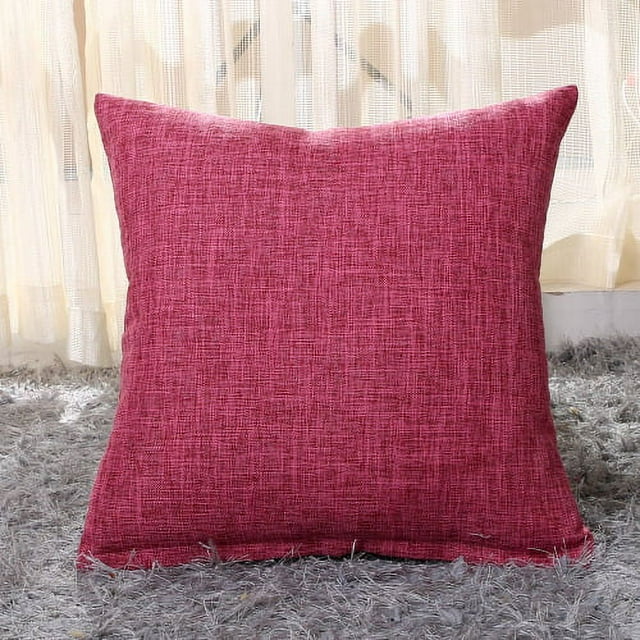 Nvzi 4 fundas de almohada de lino grueso con estampado verde, funda de almohada colorida, ilumina el paisaje de tu dormitorio 21,56 x 21,56 pulgadas (rojo rosa)
