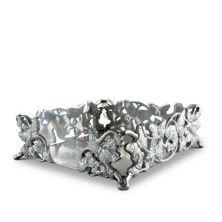 Arthur Court Napkin Holder Box Butterfly Cast Aluminum Lunchon Size | Perfect for all sizes of Large Lunch Square Spring / Outdoor Napkins 7  x 7