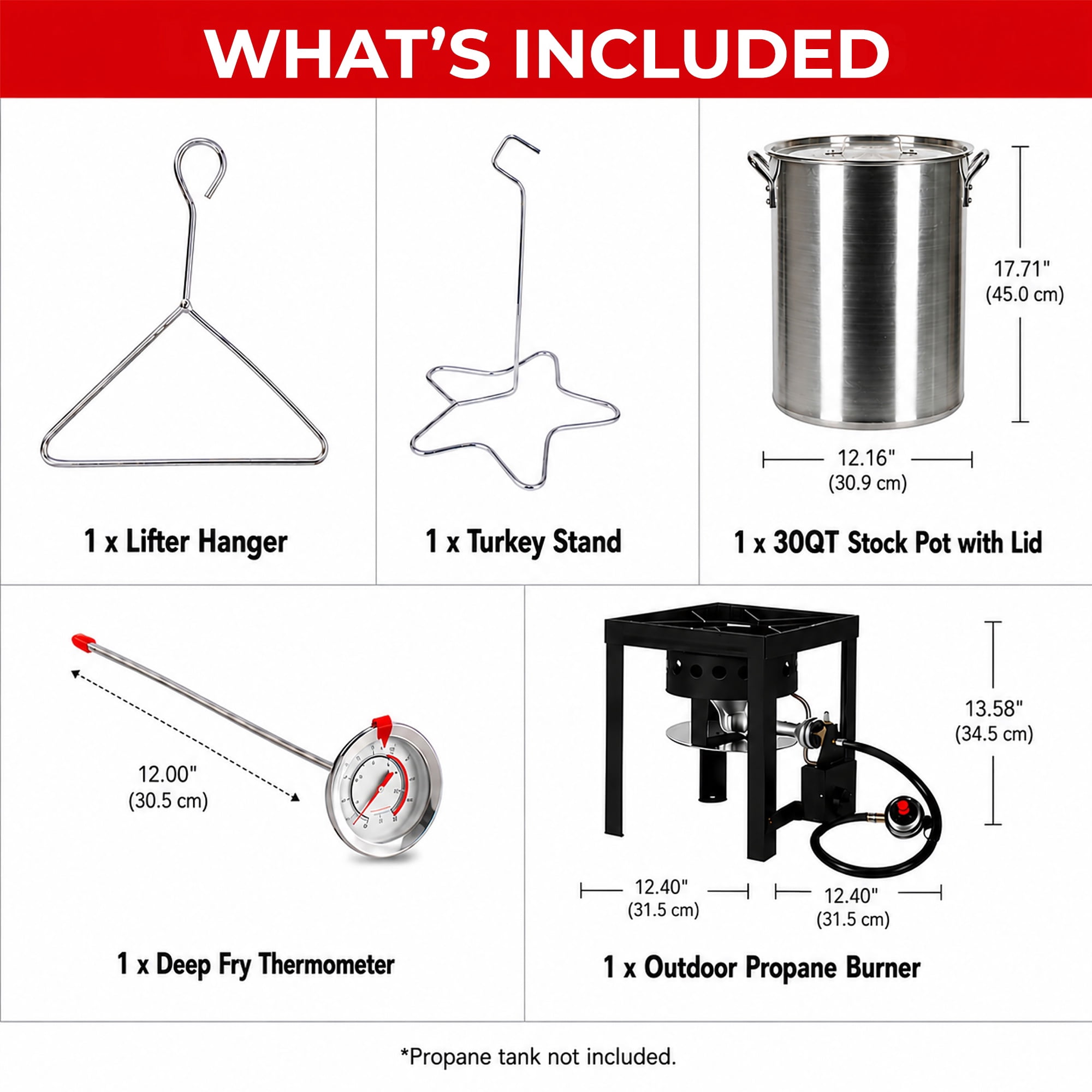 Expert Grill 30-Quart Turkey Fryer Kit with Aluminum Pot, 38,000 BTU Propane Burner