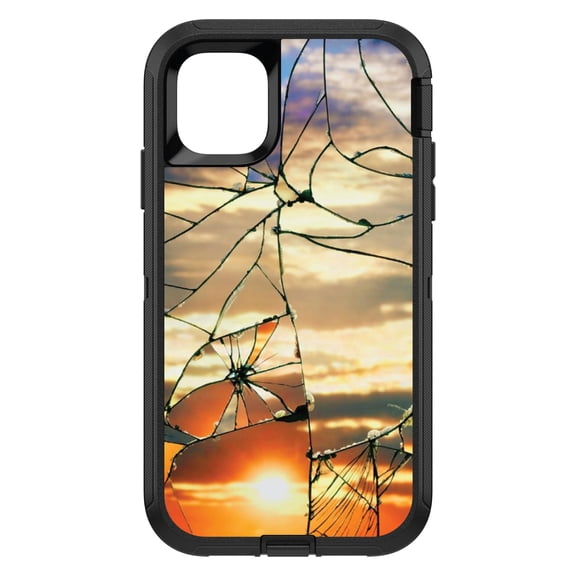 DistinctInk Custom SKIN / DECAL compatible with OtterBox Defender for iPhone 11 Pro (5.8" Screen) - Shattered Glass Sunrise