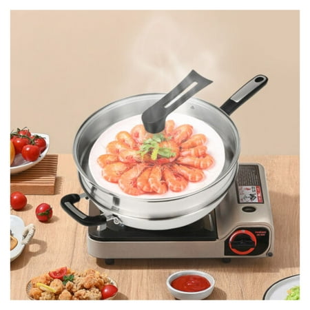 

wangc123 Nonstick Cooking Honeycomb Wok Pan w/Lid Stainless Steel Steamer Pot Gas Cooktop