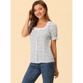 thumbnail image 3 of Unique Bargains Blouse Imprimée Cœur d'Amour Col Carré Manches à Volants pour Femmes Saint-Valentin Blanc L, 3 of 5