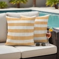 thumbnail image 4 of Burnt Orange Striped Outdoor Waterproof Pillow Covers, Farmhouse Vintage Stripes Decorative Square Throw Pillowcase Sofa Cushion Sham for Patio/Couch/Chair, 20"x20" 2 Pack, 4 of 8