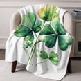thumbnail image 3 of Throw Blanket for Couch Watercolor Shamrock Soft Fleece Flannel Blankets Cozy Lightweight Blanket for Home Sofa Living Room Green Leaves Plant Bed Throws 30" x 40", 3 of 9