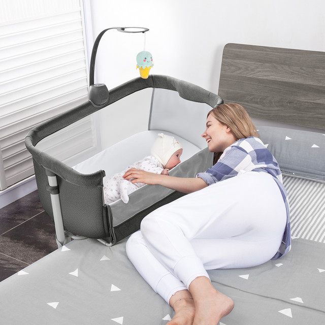 Yacul Baby Bedside Sleeper Portable Baby Bed Side Crib Height