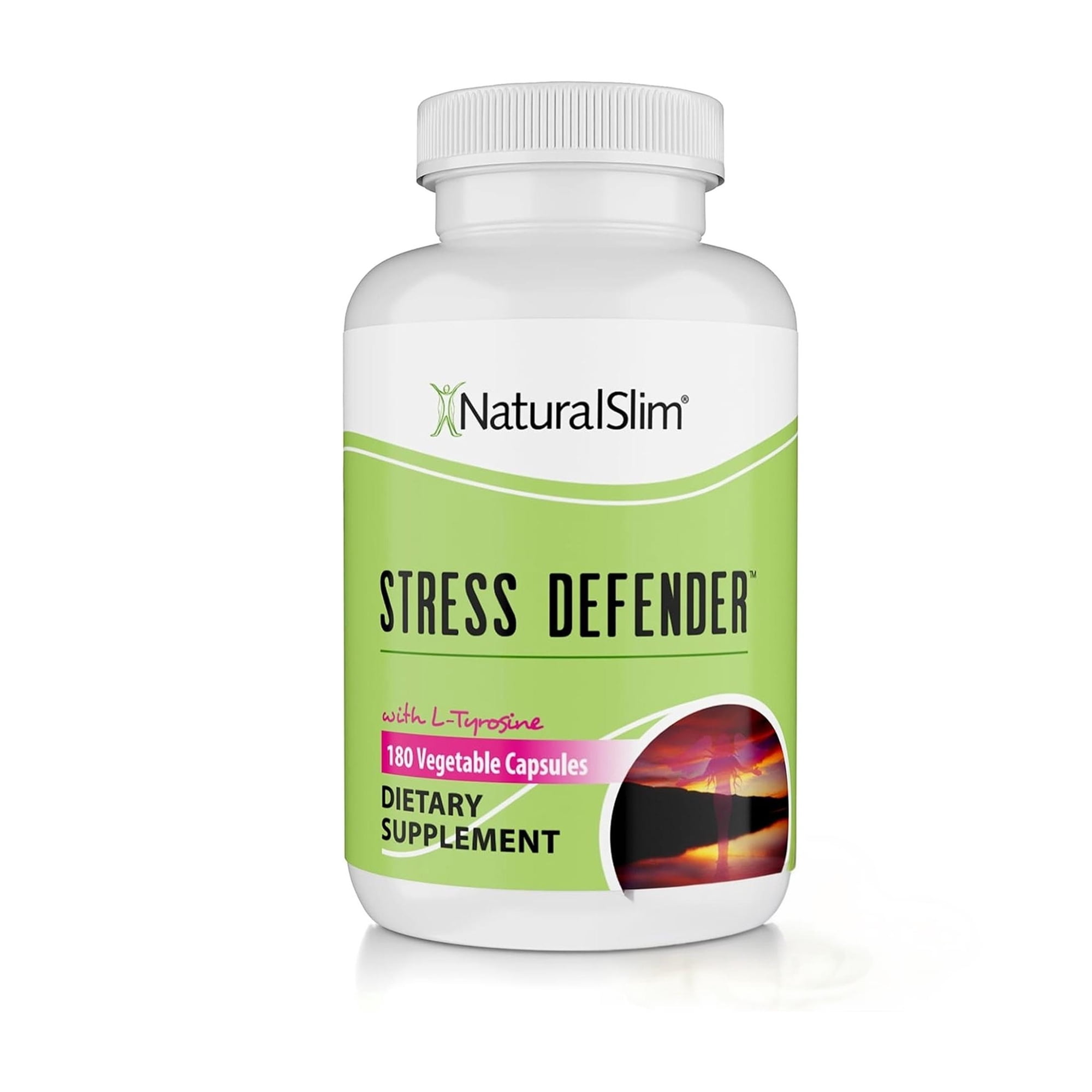 NaturalSlim Stress Relief Supplement - Stress Defender, High Cortisol Reducer, Control Cravings, Sleep & Metabolism Support with Vitamin B5 Pantothenic Acid & L Tyrosine - 180 Vegetable Capsules