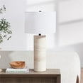 thumbnail image 7 of Maklaine 15" Natural Travertine Stone Stone/Metal/Fabric Table Lamp, 7 of 7