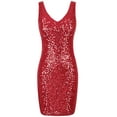 thumbnail image 6 of PrettyGuide Women's Sequin Cocktail Dress V Neck Bodycon Glitter Party Dress, 6 of 9
