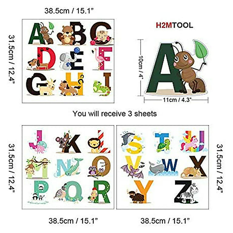 Alphabet Wall Decals for Classroom - 5 inch Nursery Alphabet Letters for Wall - ABC Wall Decals for Kids Rooms - ABC Wall Chart for Toddlers