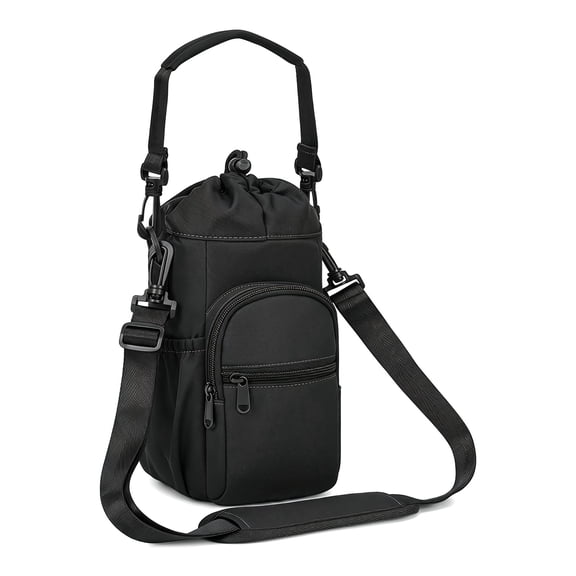 Water Bottle Holder with Strap 32oz 40oz Insulated Water Bottle Carrier Sling Bag with Phone Pocket Crossbody Black