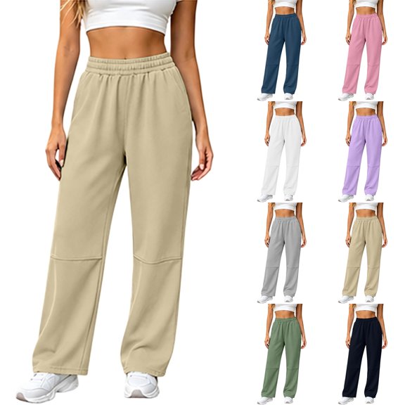 Nugftut Sweatpants for Women Elastic Waistband Relaxed Fit Workout Sweatpants Pockets Darted Fleece Pants