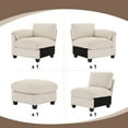 thumbnail image 5 of JUSTLET Modular Sectional Sofa, L Shaped Corduroy Sofa Couch, Modular Sectionals with Ottomans, 4 Seat Sofa Couch with Chaise for Living Room Bedroom, Beige, 5 of 10