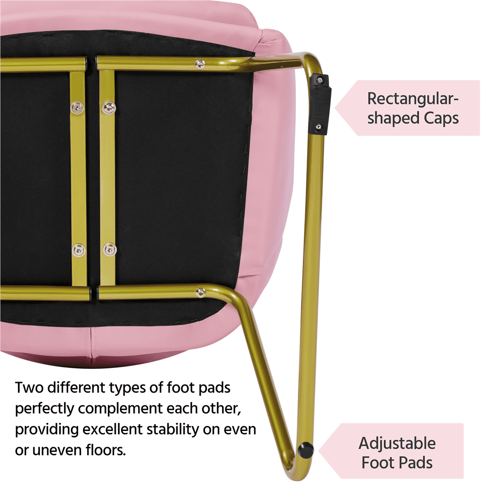 Alden Design Modern Faux Leather Accent Chair with Golden Metal Legs for Living Room, Simple Pink